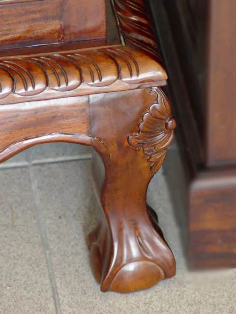 Ball and claws carving legs of Chippendale vitrine