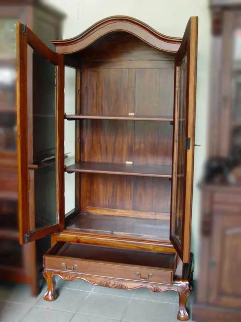 Solid wood shelves inside the compartment