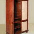 Colonial armoire rattan wicker door opened