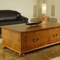 Bun feet coffee table mindi wood plain top leaf