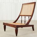 Colonial lazy chair mahogany wood frame rattan backrest