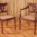 Colonial palm bar chairs in pair
