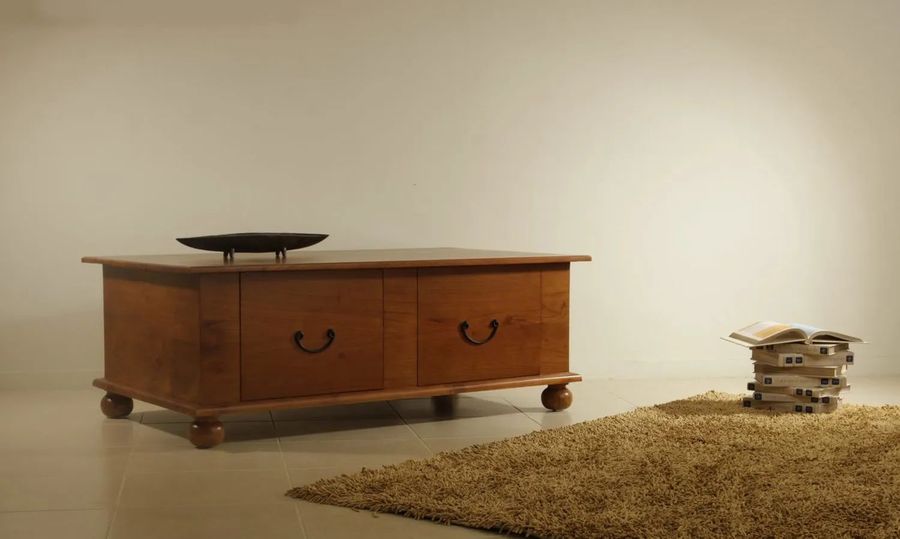 Bun feet coffee table solid wood