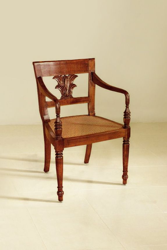 Palm carving colonial armchair mahogany wood