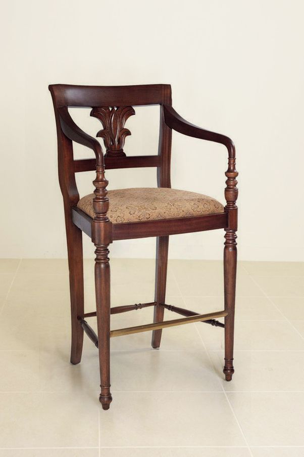 Colonial palm bar armchair mahogany wood