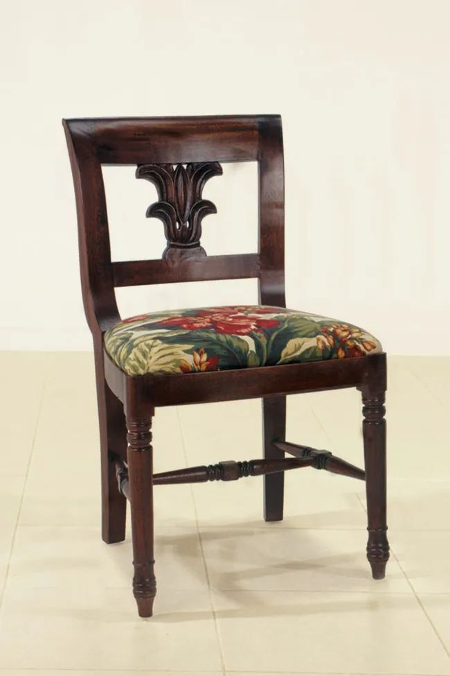 Commercial palm back chair reinforced legs teak wood