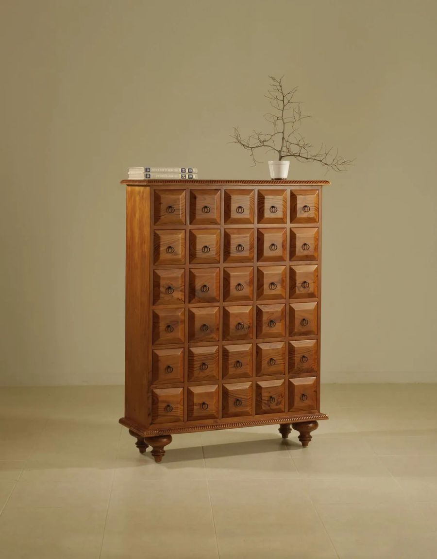 Mindi wood medicine chest of drawers