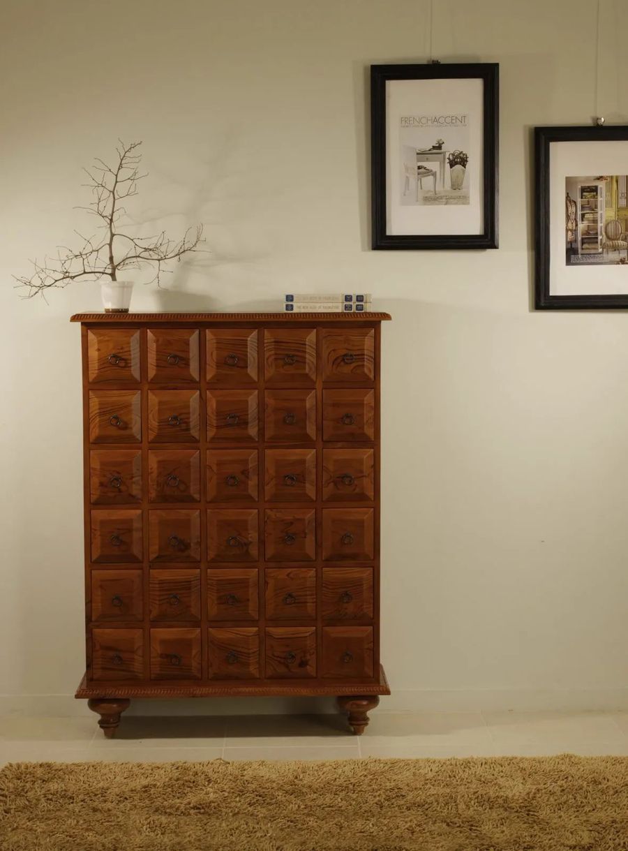 Medicine chest of drawers red mahogany wood stain
