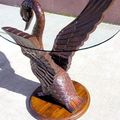 Swan mahogany wood statue round table