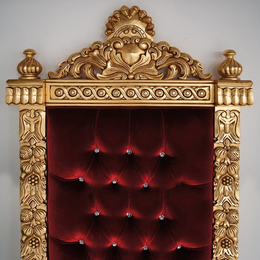 Medieval chair tufted backrest