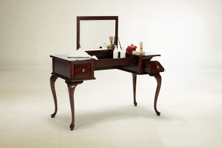 Queen Anne flip up mirror dressing table mahogany
