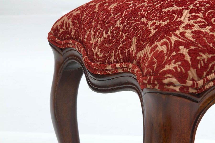 Queen anne stool seat uphostery detail