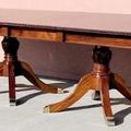 Regency dining table using two extensions on two pedestals