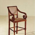 Regency bar chair teak wood frame rattan seat and backrest