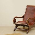 Regency lazy chair teak leather seat