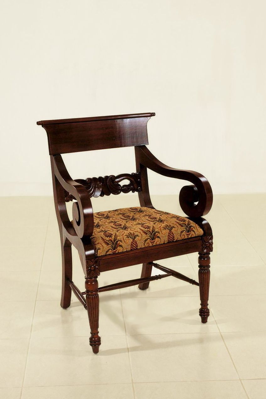 Regency kitchen armchair upholstered seat