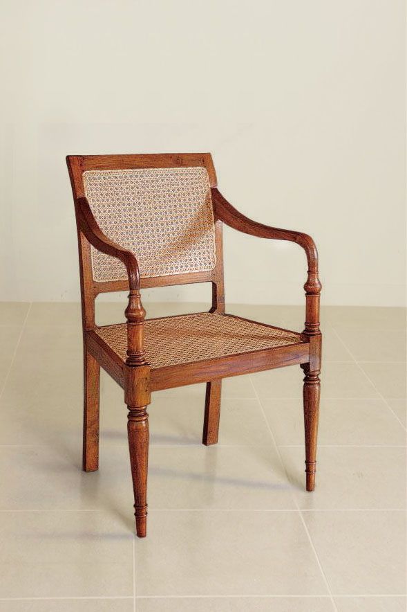 Regency dining armchair teak and rattan