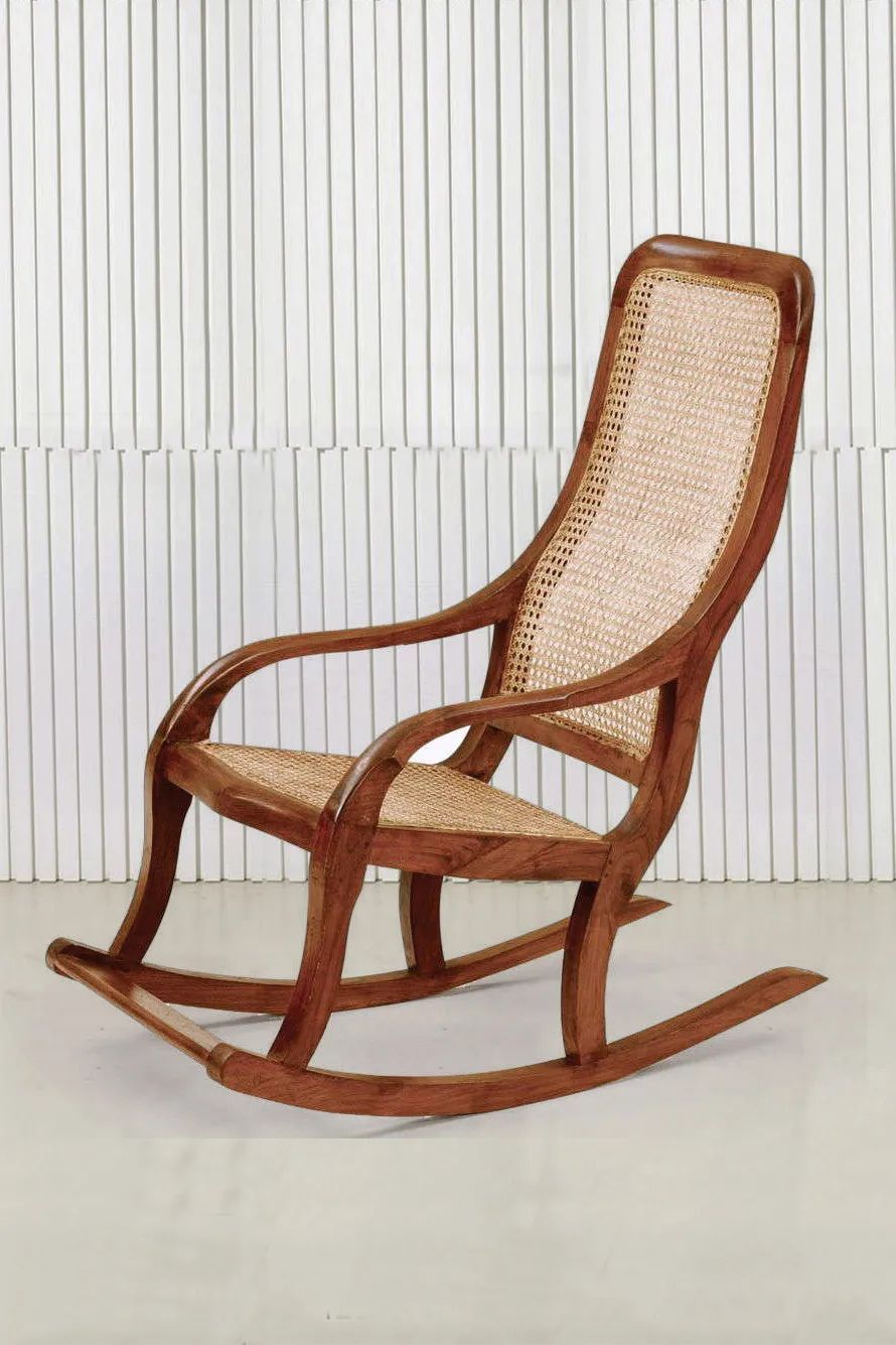 Teak rattan rocking chair