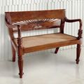 Teak rattan sunrise carving bench