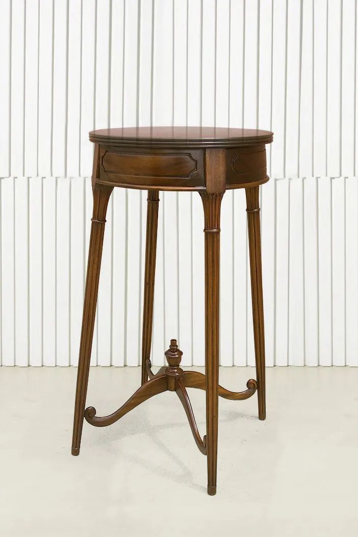 Wood turning and reed decoration detail of the table leg