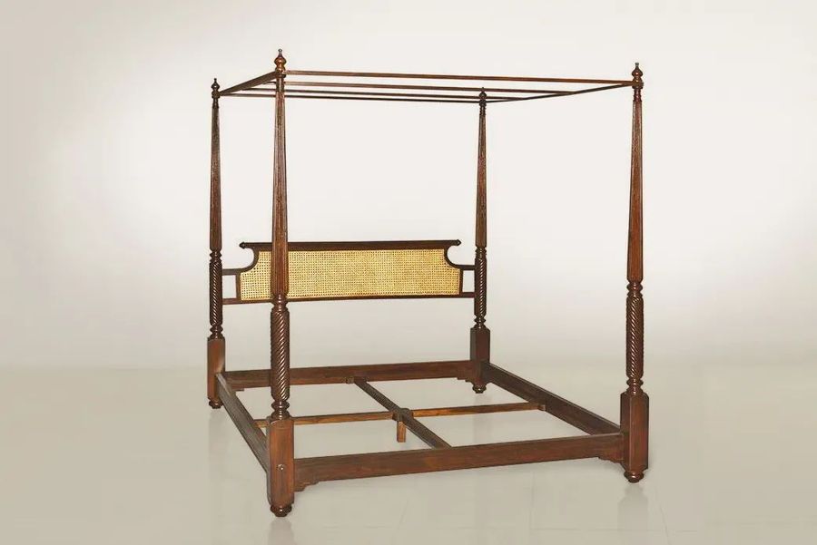 Sheraton poster bed rattan headboard