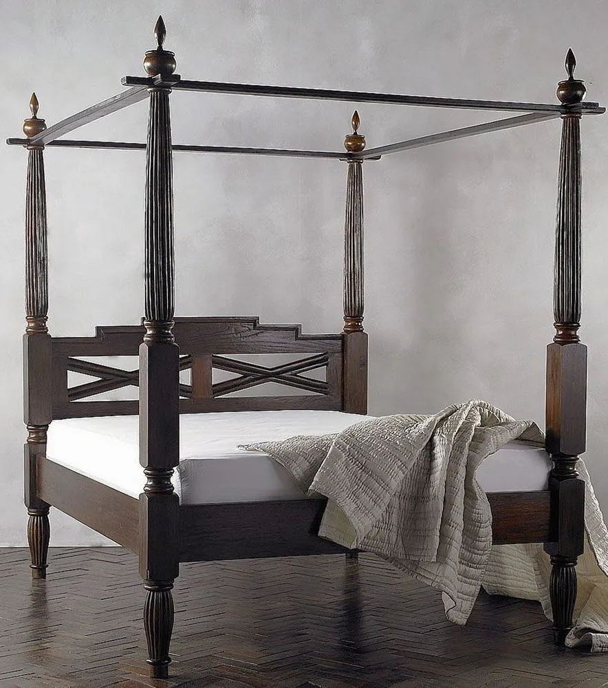 Raffles poster bed reclaimed teak wood dark brown finishes