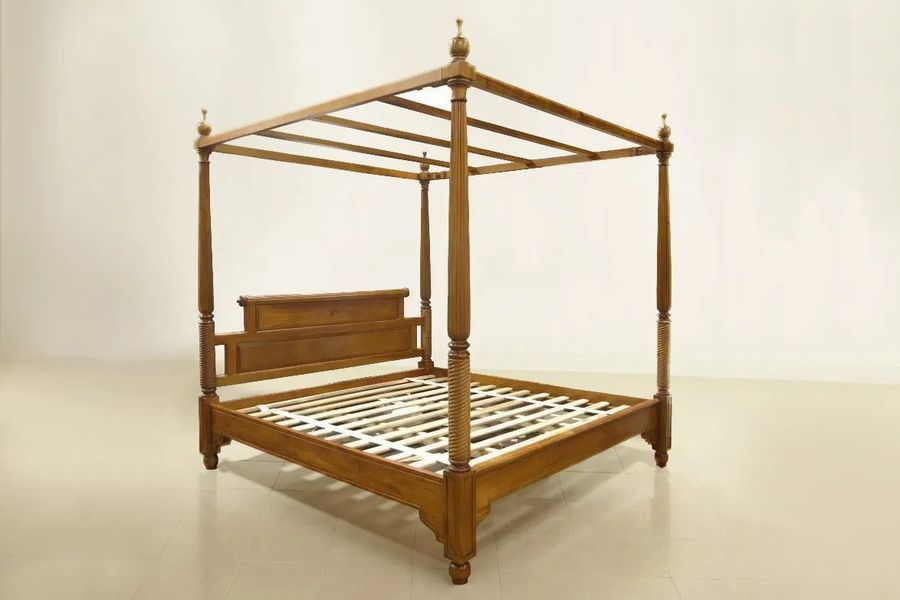 Sheraton poster bed teak wood headboard king size mattress