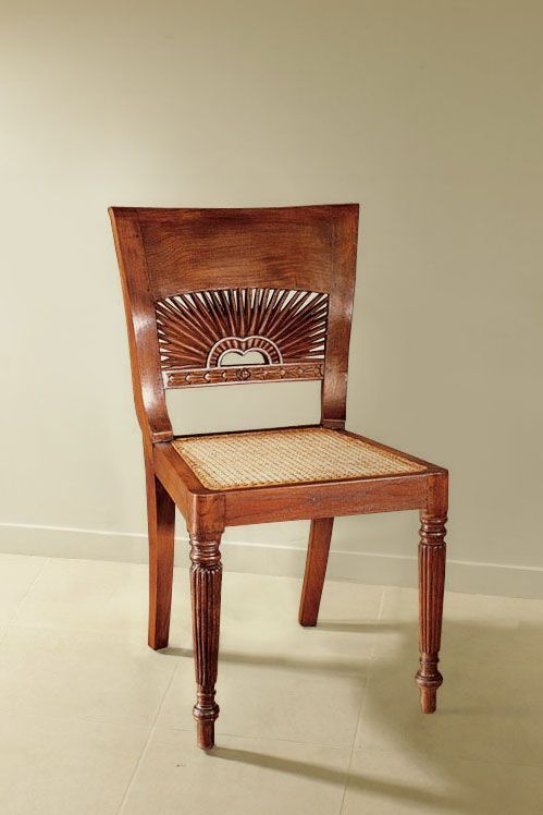 Raffles dining chair sunrise carving backrest