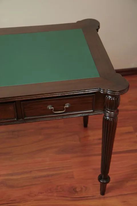 Leather inlay detail on the top of Sheraton writing table