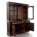 Sideboard wooden doors of Victorian bookcase opened