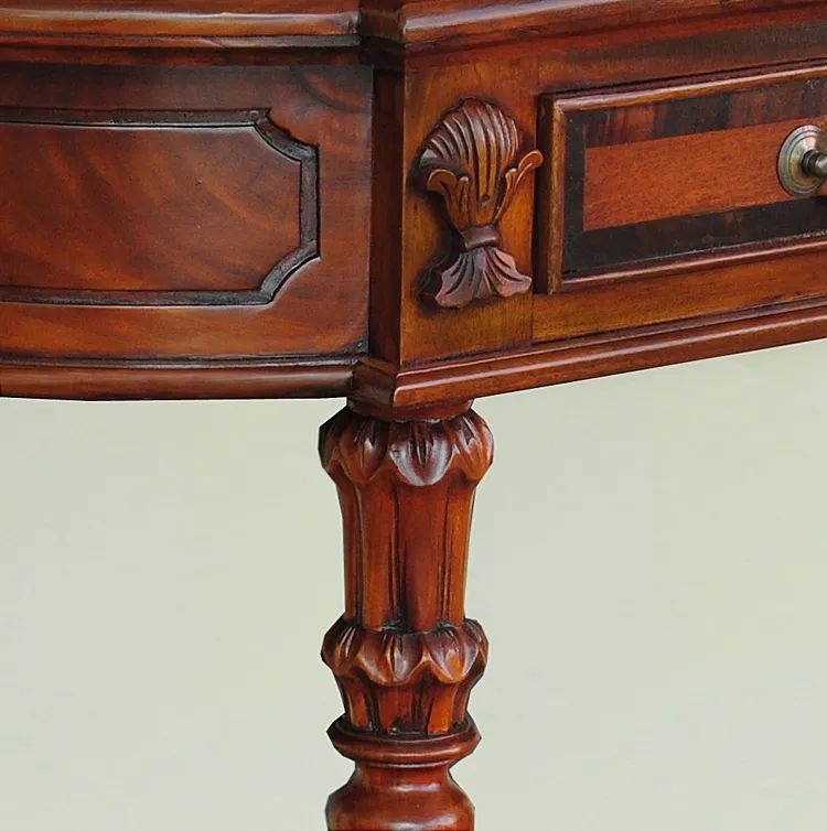 Carving details of the fluted legs console