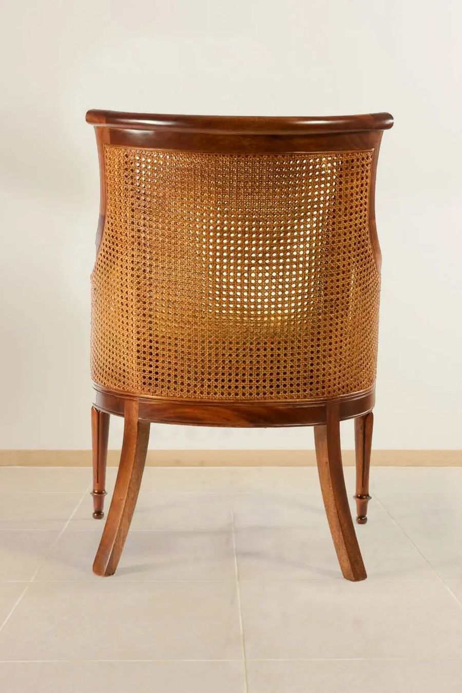 Rattan wicker on the backside of the chair