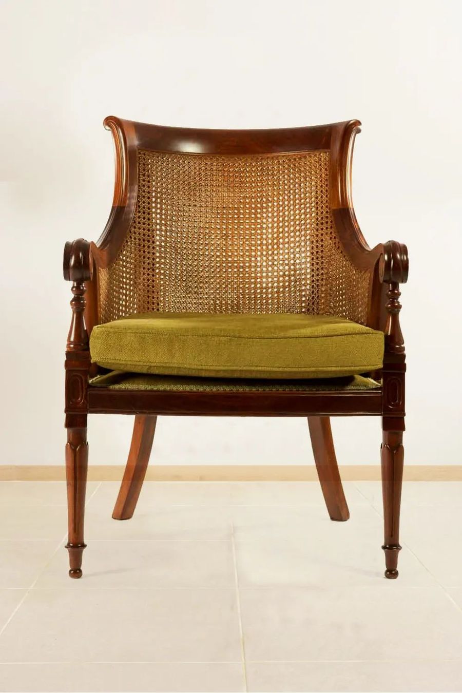 Front detail of the Dutch cane tub chair