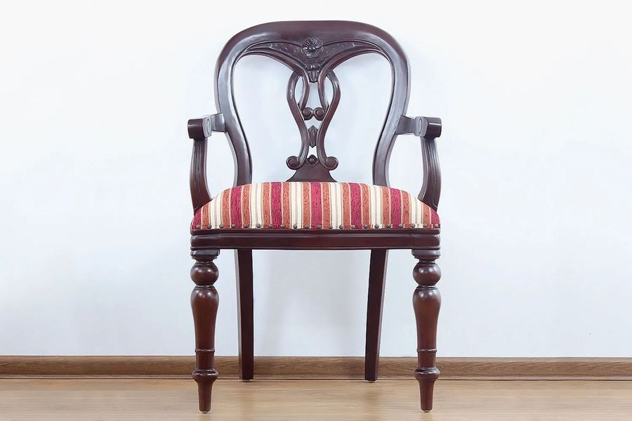 Victorian period fiddle dining armchair front side detailed view