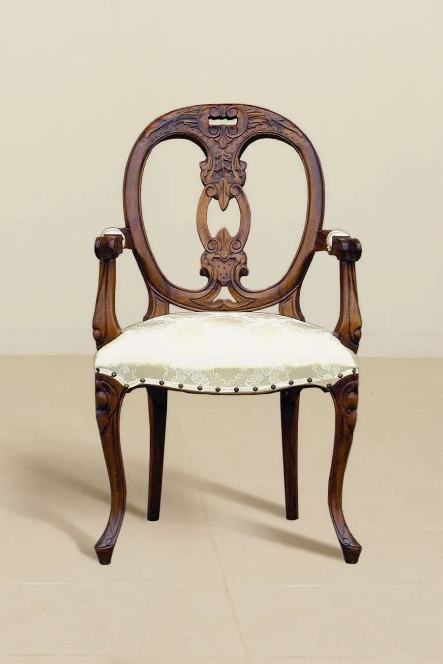 Fiddle back armchair front view