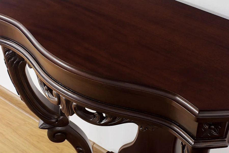 Plain top leaf curved front mahogany solid wood