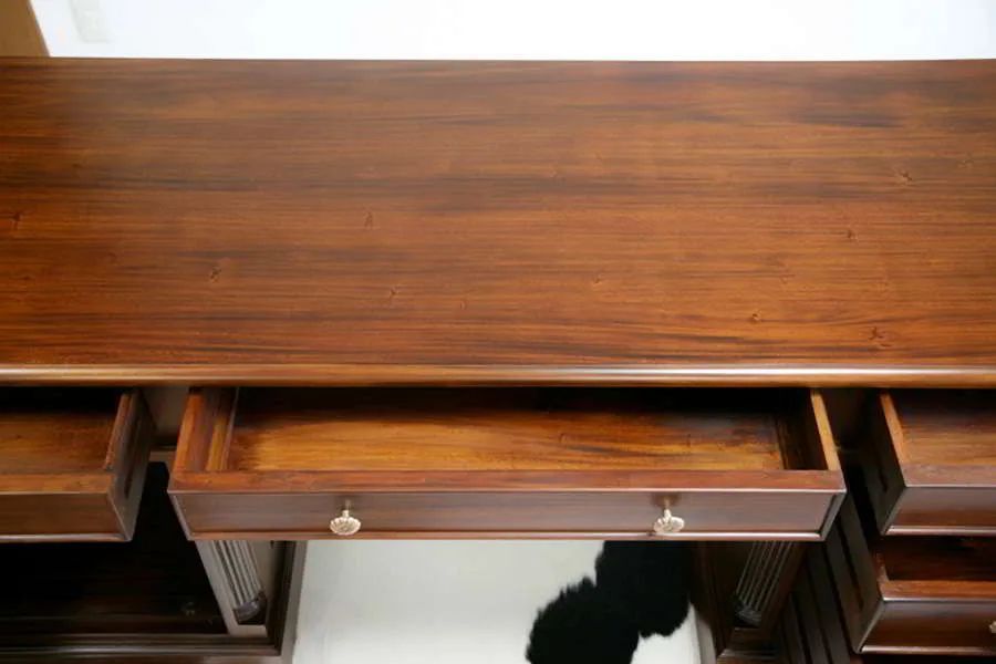 Plain solid wood top of Victorian partner desk