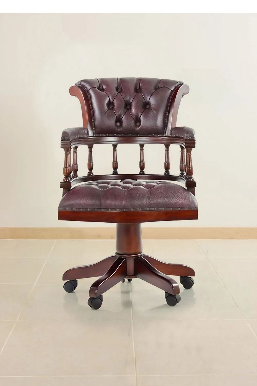 Front side detailed view of Victorian swiveled chair