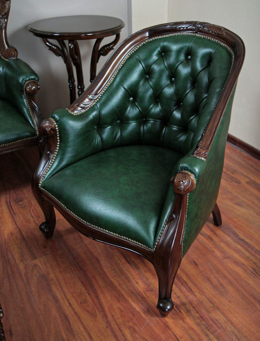 Victorian tub chair leather mahogany