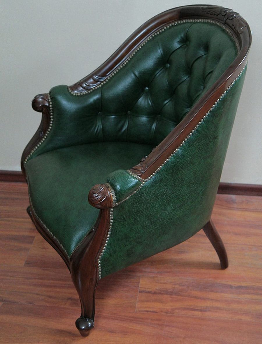 Victorian tub chair leather seat