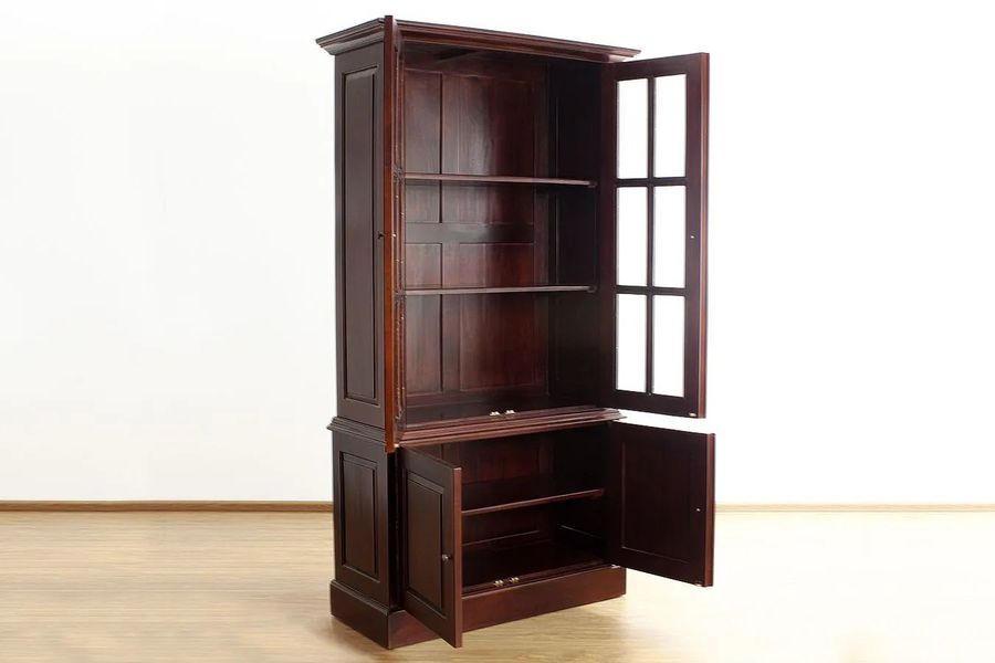 Victorian bookcase compartments detail