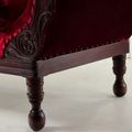 Colonial large sofa mahogany wood bun feet detail