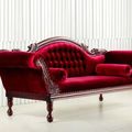 Colonial large sofa mahogany wood frames red velvet upholstery
