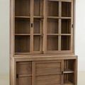 Reclaimed teak cabinet and hutch opened doors