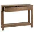Reclaimed wood console table 2 drawers opened