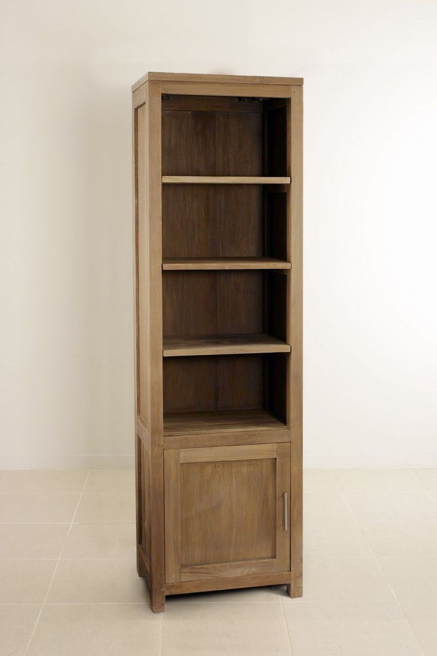 Reclaimed wood bookshelf 1 door bottom compartment