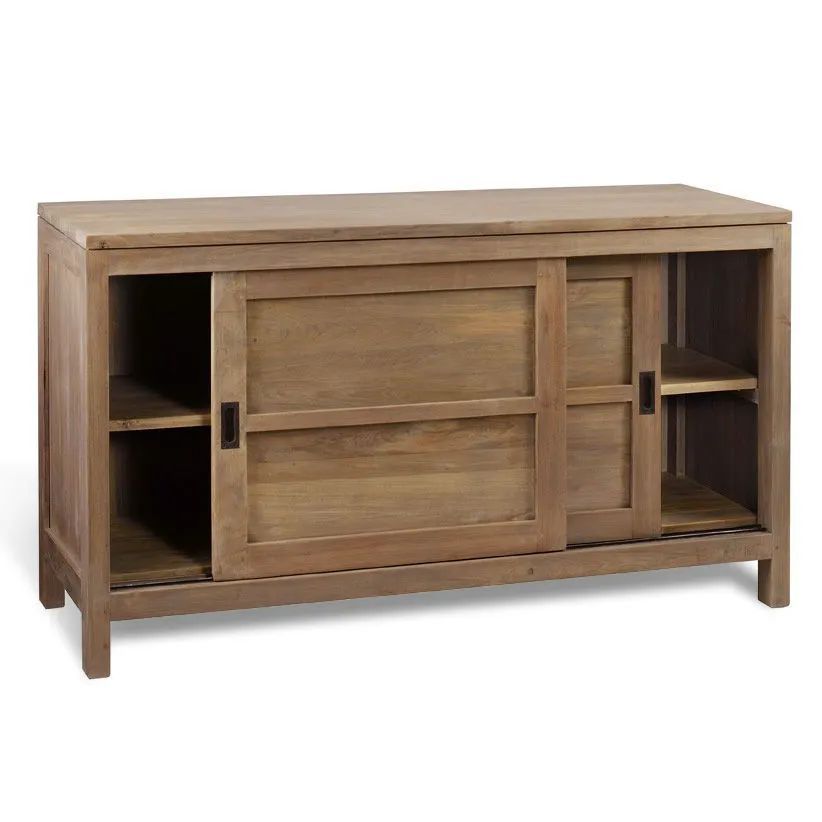 Reclaimed teak buffest 2 sliding doors opened