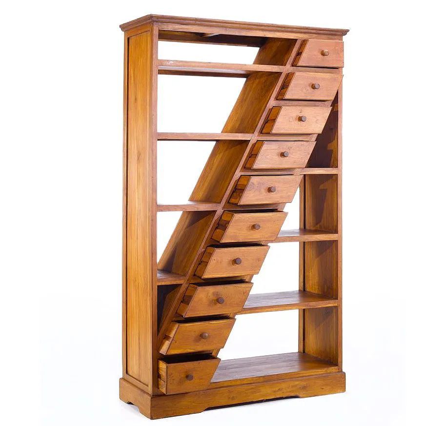 Diagonal drawers standing shelving unit 1 drawers pulled out