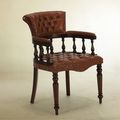 Colonial desk chair mahogany brown leather