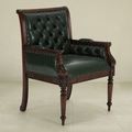 Librarian chair mahogany wood frame faux leather upholstery